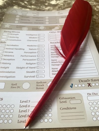 Feather Pen for RPG Games like Dungeons and Dragons and Pathfinder. DnD Gifts RPG Gift