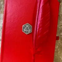 A5 Notebook Journal for Dungeons and Dragons Red Vegan Friendly D20 for Dnd and Pathfinder Notes includes feather pen gift set