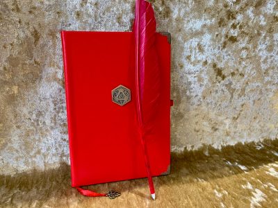 A5 Notebook Journal for Dungeons and Dragons Red Vegan Friendly D20 for Dnd and Pathfinder Notes includes feather pen gift set - Image 7