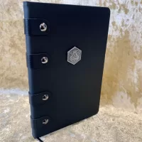 A5 Notebook Journal Tome for Dungeons and Dragons Vegan Leather Matte Black D20 Diary for Dnd and Pathfinder Notes