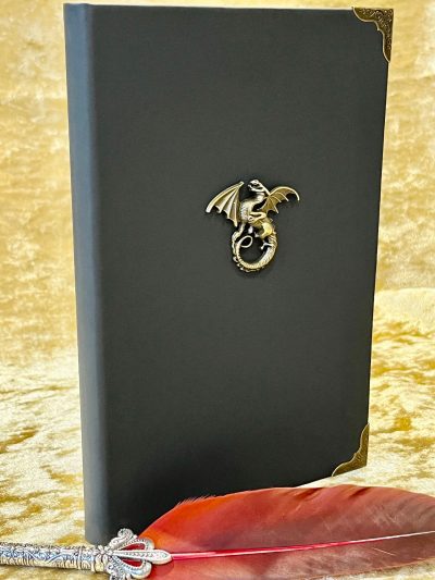 A5 Notebook Lined Journal for Dungeons and Dragons Vegan Leather Matte Black Dragon Diary for Dnd and Pathfinder Notes - Image 4