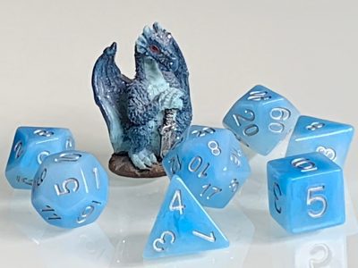 Blue Jade Polyhedral Dice for RPG Games like Dungeons and Dragons and Pathfinder. DnD Gifts RPG Vegan Gift - Image 4