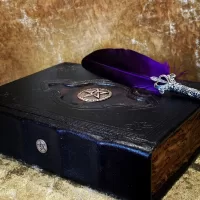 BOS Book of Shadows Spell Book Antique Grimoire Tome Notebook Journal with Deckled A5 Parchment for witchcraft or Dungeons and Dragons gifts