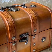 Bumble Bee Bronze Dungeons and Dragons Chest with metal D20 Crit Coin Trinket box and DnD Dice Box