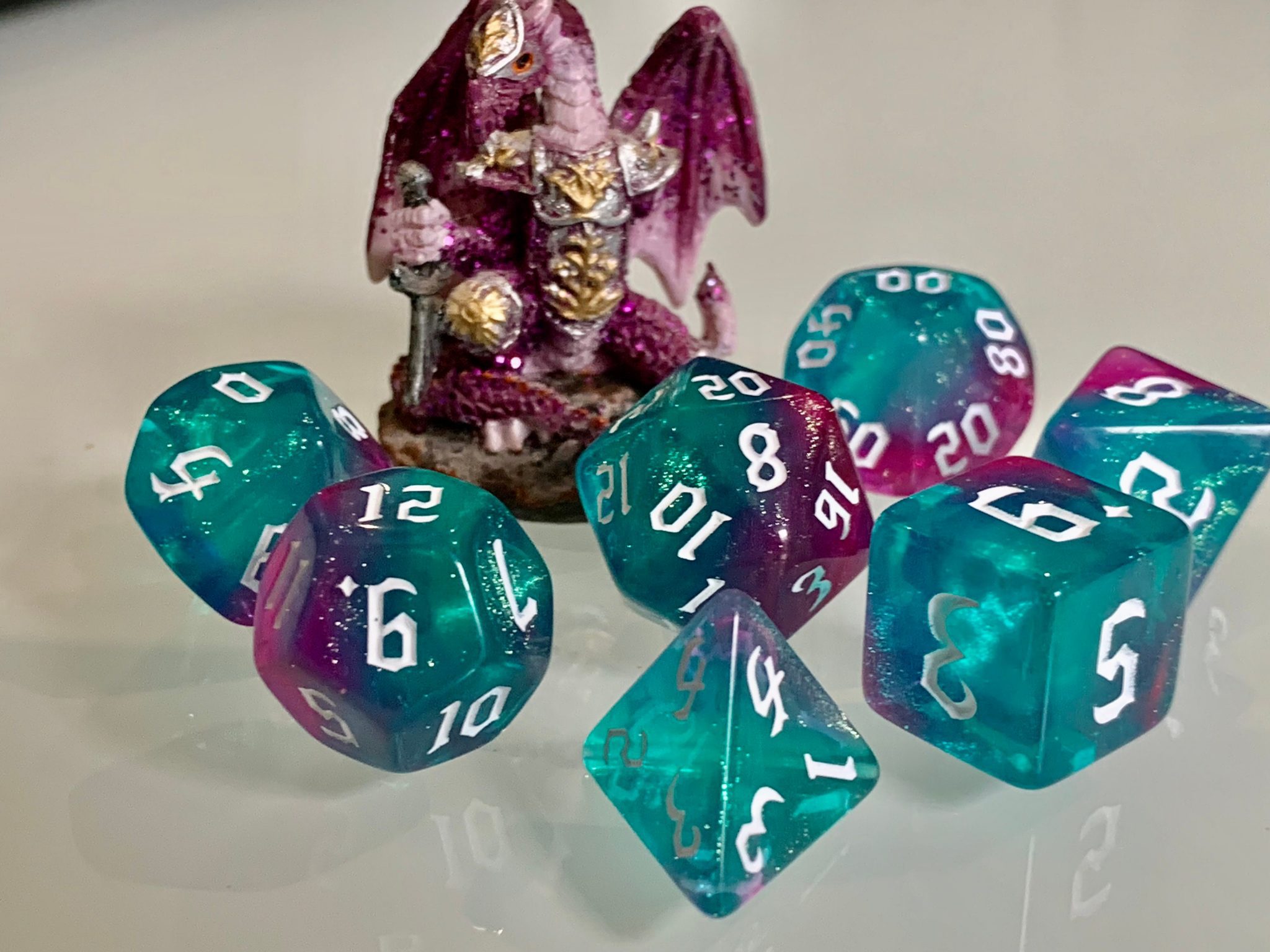 Dancing Lights Polyhedral Dice RPG like Dungeons & Dragons, Pathfinder.