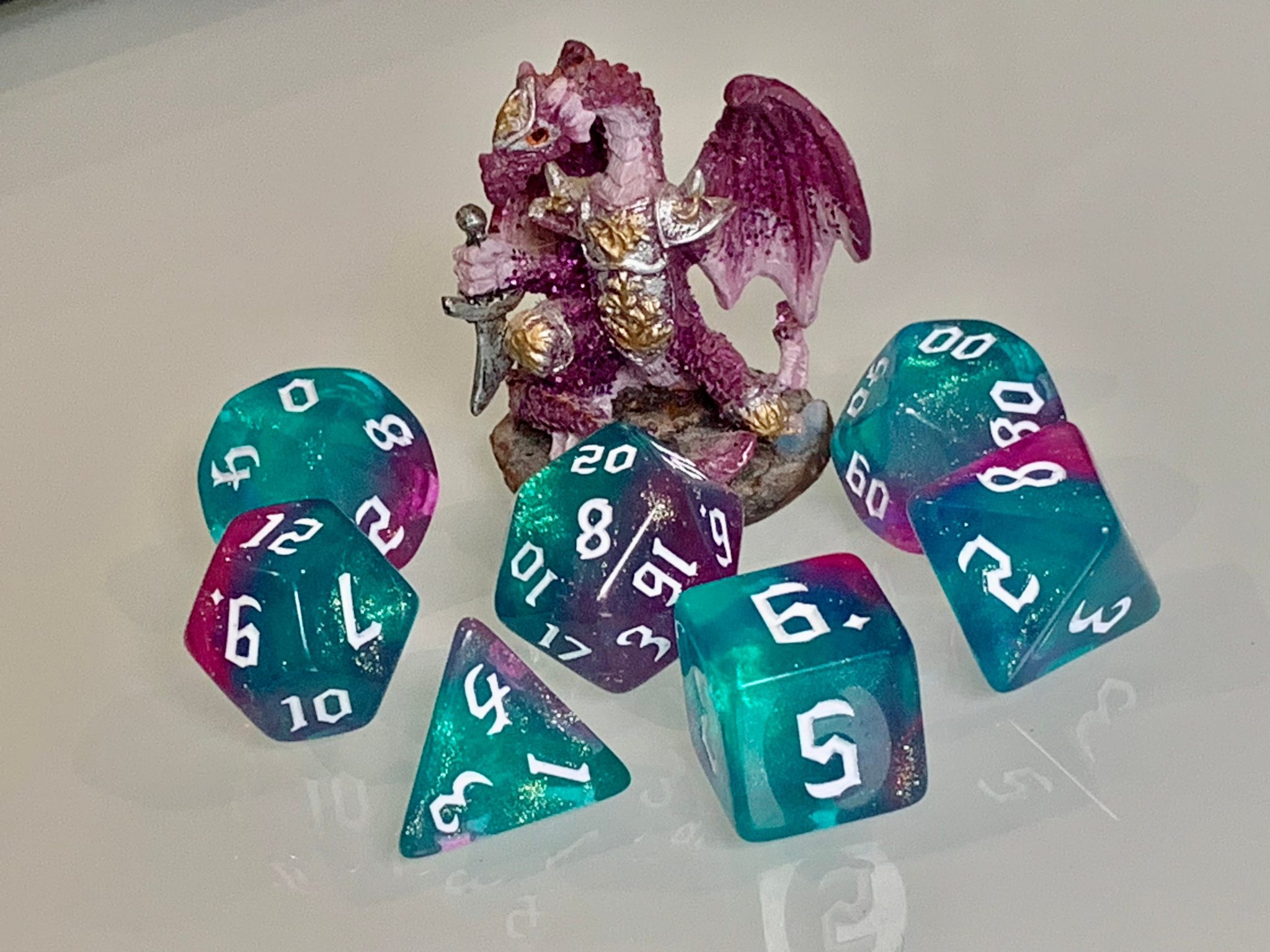 Dancing Lights Polyhedral Dice RPG like Dungeons & Dragons, Pathfinder.