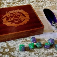 Dice Vault Dark Wood Magnetic Close Dice Box, Dice Tray and Holder for Dungeons and Dragons. Wooden DM Gift for DnD and Pathfinder.