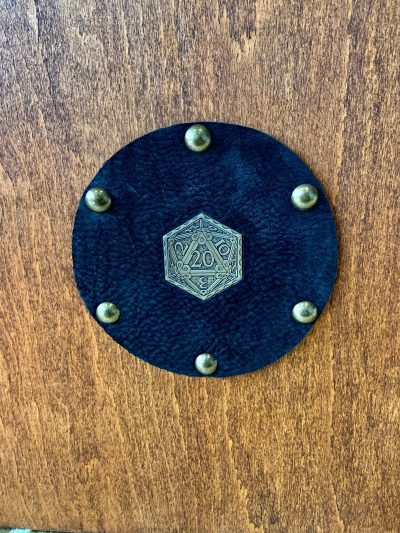 DM Screen with D20 crit discs on leather, dungeons and Dragon Wooden Dungeon Master DM Screen GM Screen Game Master Screen - Image 3