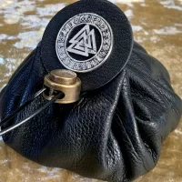 Dungeons and Dragons Vikings, Valknut Leather Regular Dice Bag DnD Dicebag Coin Pouch, Runes Bag for DnD Gifts RPG Gift Props Handmade