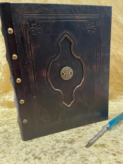 Leather Binder A4 Fantasy 'Triple Godess' Witchcraft, D&D, RPG, Prop, Tome Book Grimoire Blank