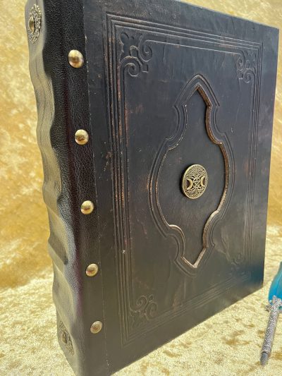 Leather Binder A4 Fantasy 'Triple Godess' Witchcraft, D&D, RPG, Prop, Tome Book Grimoire Blank - Image 3