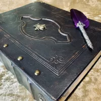 Leather Binder Book of Shadows A4 Fantasy 'Bee' Druid, Witchcraft, D&D, RPG, Prop, Tome Book Grimoire Pagan Witch Druid Book