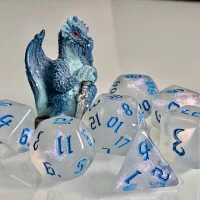 Moonstone Opal Blue Polyhedral Dice for RPG Games like Dungeons and Dragons and Pathfinder. DnD Gifts RPG Gift
