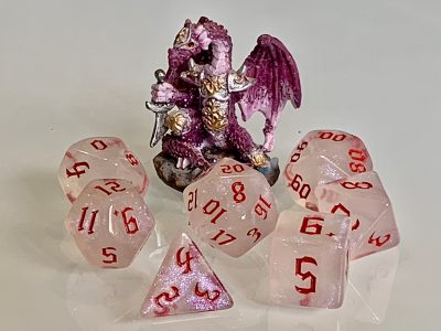 Moonstone Opal Red Polyhedral Dice for RPG Games like Dungeons and Dragons and Pathfinder. DnD Gifts RPG Gift