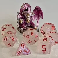 Moonstone Opal Red Polyhedral Dice for RPG Games like Dungeons and Dragons and Pathfinder. DnD Gifts RPG Gift