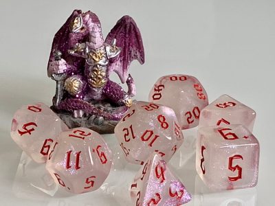 Moonstone Opal Red Polyhedral Dice for RPG Games like Dungeons and Dragons and Pathfinder. DnD Gifts RPG Gift - Image 2