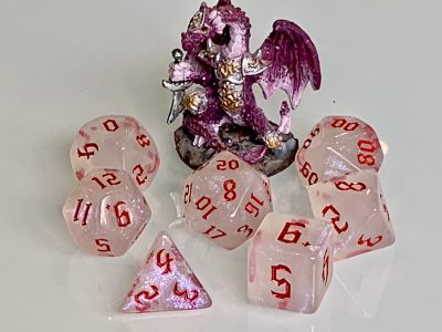 Moonstone Opal Red Polyhedral Dice for RPG Games like Dungeons and Dragons and Pathfinder. DnD Gifts RPG Gift - Image 3