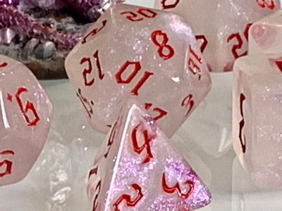 Moonstone Opal Red Polyhedral Dice for RPG Games like Dungeons and Dragons and Pathfinder. DnD Gifts RPG Gift - Image 7