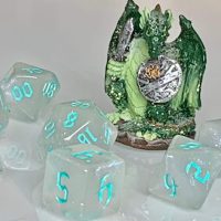 Moonstone Opal Teal Polyhedral Dice for RPG Games like Dungeons and Dragons and Pathfinder. DnD Gifts RPG Gift.