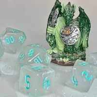 Moonstone Opal Teal Polyhedral Dice for RPG Games like Dungeons and Dragons and Pathfinder. DnD Gifts RPG Gift.