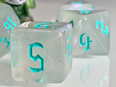 Moonstone Opal Teal Polyhedral Dice for RPG Games like Dungeons and Dragons and Pathfinder. DnD Gifts RPG Gift - Image 2