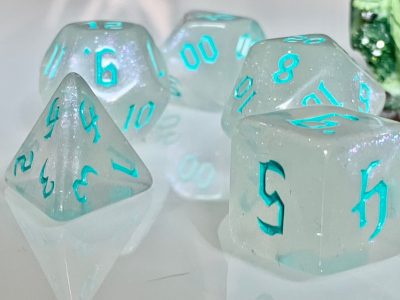 Moonstone Opal Teal Polyhedral Dice for RPG Games like Dungeons and Dragons and Pathfinder. DnD Gifts RPG Gift - Image 4