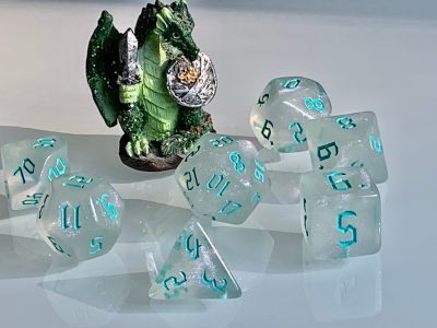 Moonstone Opal Teal Polyhedral Dice for RPG Games like Dungeons and Dragons and Pathfinder. DnD Gifts RPG Gift - Image 5