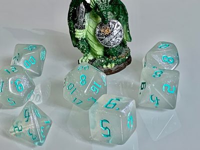 Moonstone Opal Teal Polyhedral Dice for RPG Games like Dungeons and Dragons and Pathfinder. DnD Gifts RPG Gift - Image 6