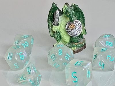 Moonstone Opal Teal Polyhedral Dice for RPG Games like Dungeons and Dragons and Pathfinder. DnD Gifts RPG Gift - Image 7