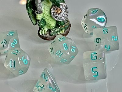 Moonstone Opal Teal Polyhedral Dice for RPG Games like Dungeons and Dragons and Pathfinder. DnD Gifts RPG Gift - Image 8