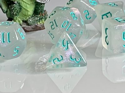 Moonstone Opal Teal Polyhedral Dice for RPG Games like Dungeons and Dragons and Pathfinder. DnD Gifts RPG Gift - Image 9