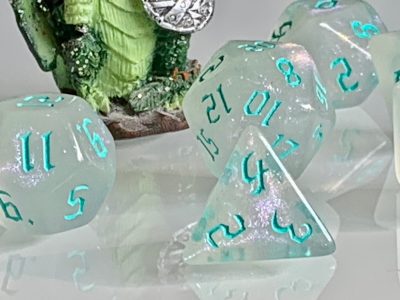 Moonstone Opal Teal Polyhedral Dice for RPG Games like Dungeons and Dragons and Pathfinder. DnD Gifts RPG Gift - Image 10