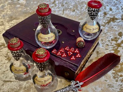 NEW WITH MINI DICE!!! Dungeons and Dragons Ornate Healing Potions for RPG gift games Props magic potion bottles gifts - DnD DnD5