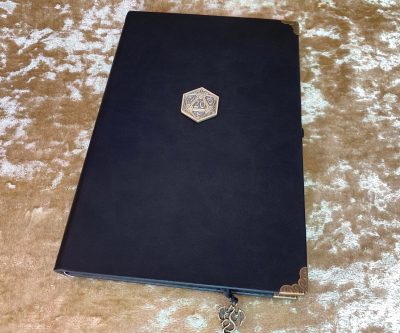 Notebook Journal for Dungeons and Dragons Vegan Leather Matte Black D20 Diary for Dnd and Pathfinder Notes