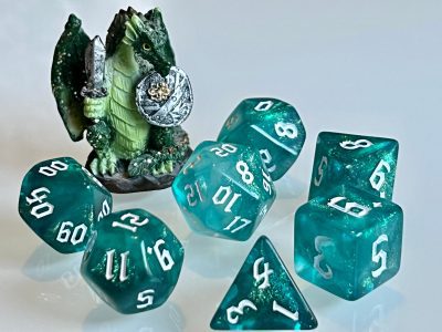 Oceans Spirit (Teal) Polyhedral Dice for RPG Games like Dungeons and Dragons and Pathfinder. DnD Gifts RPG Gift