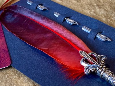 Scarlet Feather Antique Fountain Craft Supply Calligraphy Pen for RPG Games like Dungeons and Dragons and Pathfinder. DnD Gifts RPG Gift