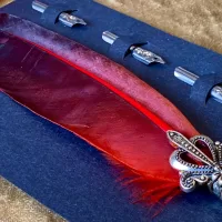Scarlet Feather Antique Fountain Craft Supply Calligraphy Pen for RPG Games like Dungeons and Dragons and Pathfinder. DnD Gifts RPG Gift