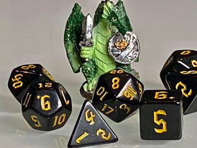 Underdark Yellow (Gold) Polyhedral Dice for RPG Games like Dungeons and Dragons and Pathfinder. DnD Gifts RPG Gift - Image 2