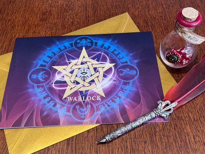 Warlock Greeting Card A5 with Gold Metallic Envelope Dungeons and Dragons