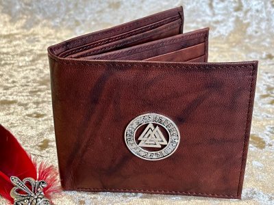 Vikings Valknut Mens Dark Brown Beautiful Nappa Leather Wallet With Coin Pouch DnD Gift for Dungeons and Dragons or Vikings gift