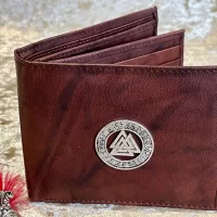 Vikings Valknut Mens Dark Brown Beautiful Nappa Leather Wallet With Coin Pouch DnD Gift for Dungeons and Dragons or Vikings gift