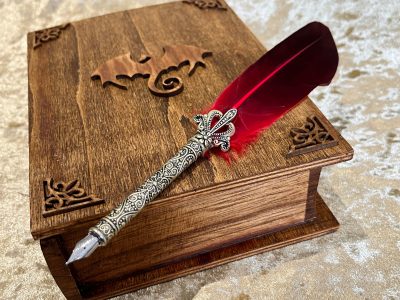 Dungeons & Dragons RPG Beautiful Wax wood Book Box with Wooden embellishments.Book of Shadows Grimoire Book Box