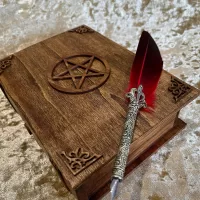 Wooden Book Box Pentacle Pentagram for Dice, Accessories, Wiccan