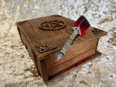 Wooden Book Box Pentacle Pentagram for Dice, Accessories, Wiccan