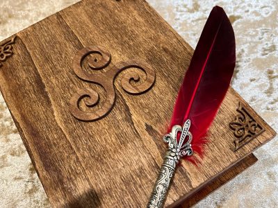 Wood Book Box with Wooden embellishments for Dungeons & Dragons RPG - Beautiful Book of Shadows Grimoire Book Box for Dungeons and Dragons.