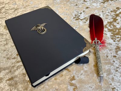 A5 Notebook Lined Journal 160 page for Dungeons and Dragons Vegan Leather Matte Black Dragon Diary for Dnd and Pathfinder Notes