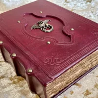 Leather A5  Dragon Notebook, Tome, Grimoire, Spell Book,  with Fantasy Embellishments and blank deckled parchment