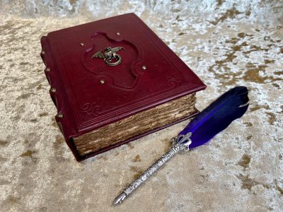 Leather A5  Dragon Notebook, Tome, Grimoire, Spell Book,  with Fantasy Embellishments and blank deckled parchment - Image 5