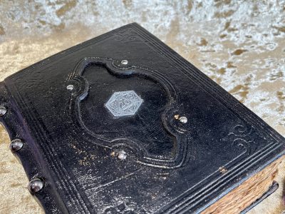 Leather A5 Silver D20 Notebook, Tome, Grimoire, Spell Book,  with Fantasy Embellishments and blank deckled parchment - Image 3