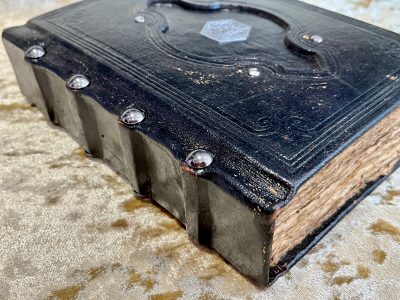 Leather A5 Silver D20 Notebook, Tome, Grimoire, Spell Book,  with Fantasy Embellishments and blank deckled parchment - Image 5